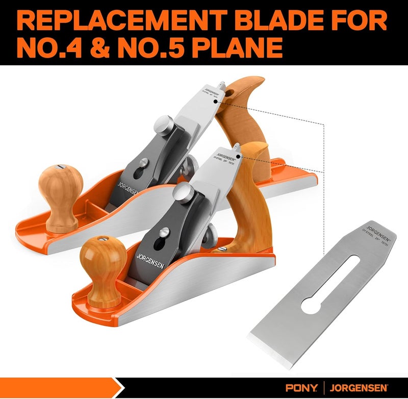 Jorgensen No.4 & No.5 Wood Planer Blade - for No.4 Smooth Plane & No.5 Jack Plane, Professional Level O1 Steel, High Hardness & Long Edge Retention, 3mm Thickness Replacement Blade - Image 2
